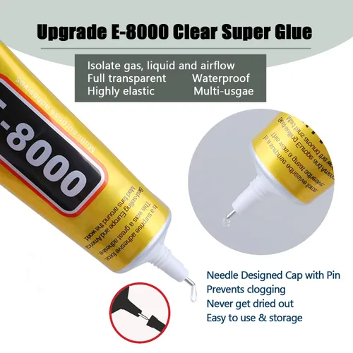 Vista 6 de E8000 Super Glue Clear, Mejorar Joyería B-7000 Pegamento para joyería de diamantes de imitación de tela pegamento fuerte adhesivo para arte de uñas