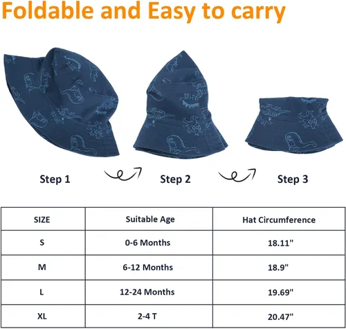 Vista 5 de Sombrero de sol para bebé, para verano, playa, protección solar UPF 50+, sombrero de ala ancha para niños pequeños