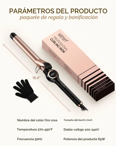 Vista 7 de Rizador de pelo de 1 pulgada, varita rizadora de barril largo para el cabello, rizador de pelo de turmalina de cerámica de doble voltaje