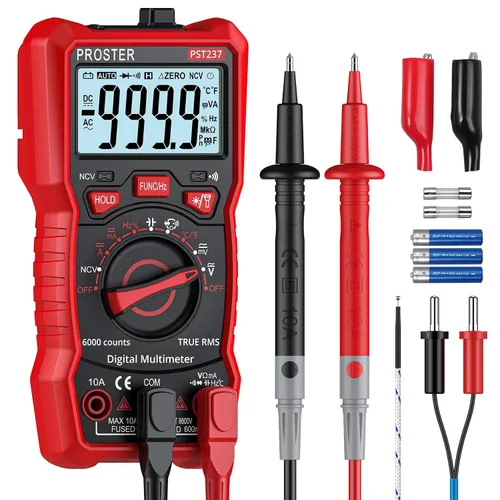 Vista 12 de Proster Multímetro Digital 6000 Count - TRMS Voltímetro Multímetro Digital de Rango Automático Probador, Detector NCV Medidor de Corriente y Voltaje