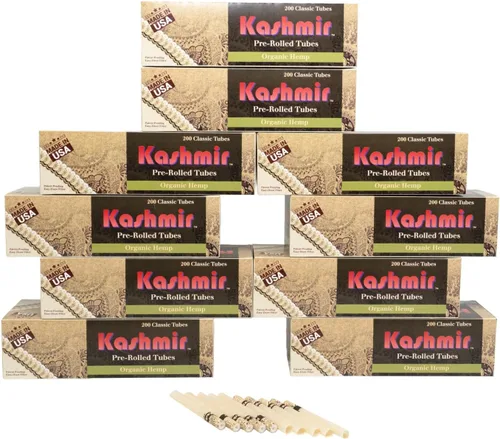 Vista 10 de Kashmir - Tubos de cigarrillos orgánicos tamaño King, caja de 200 unidades, tubos de papel natural de 3.307 in con filtros de estrella, tubos