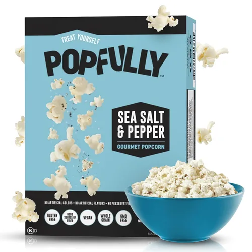 Vista 13 de POPFULLY Palomitas 94% libres de grasa totalmente explotadas, bolsas para compartir, sabor a mantequilla ligera, gran explosión, bolsas