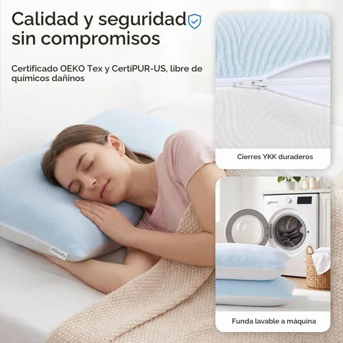 Vista 6 de pillosophy Almohada Loft ajustable original • Relleno de espuma viscoelástica triturada con gel • Funda refrescante lavable de doble cara • Perfecto