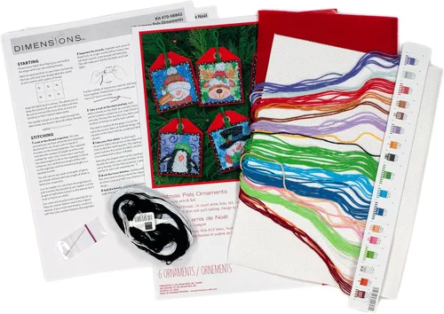 Vista 3 de Dimensions Kit de adornos de Navidad de punto de cruz contado, 6 piezas