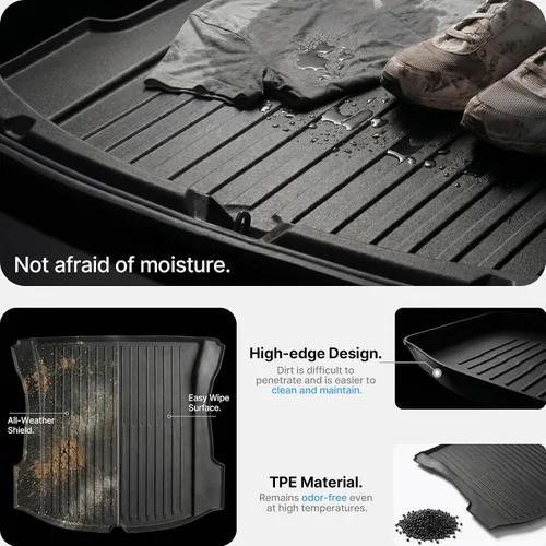 Vista 7 de Revestimientos de Carga para Todo Clima para Tesla Model 3 Alfombrillas de Maletero, Alfombrillas Protectoras de Bandeja de Maletero Delantero