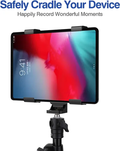 Vista 2 de MoKo Soporte para tablet, adaptador de trípode ajustable de 7 a 11 pulgadas, compatible con iPad, Galaxy Tab y más, negro (trípode no incluido)