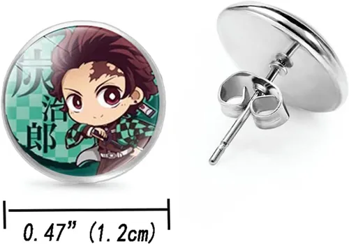 Vista 4 de Nezuko Kamado - Juego de joyas de anime con cúpula de cristal y luna creciente con dije, collar, aretes, pulsera, conjunto de joyería, regalos