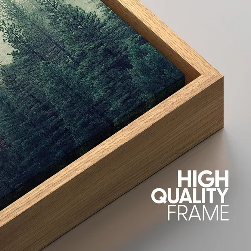 Vista 447 de SIGNWIN Lienzo enmarcado para pared, juego de arte pastel con cadena montañosa, bosque, niebla, naturaleza silvestre, ilustraciones modernas, arte