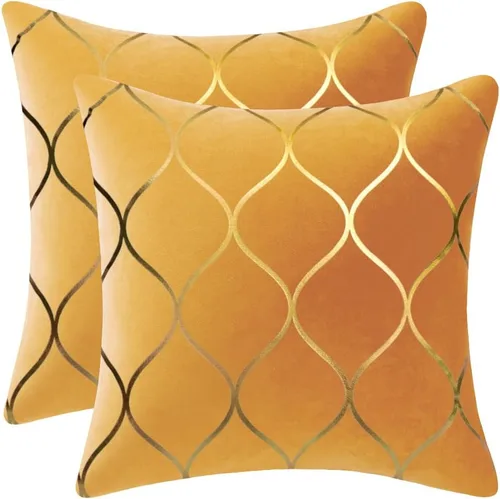 Vista 9 de DEZENE Fundas de almohada decorativas de terciopelo dorado de 22 x 22 pulgadas: paquete de 2 fundas de almohada cuadradas decorativas para Negro