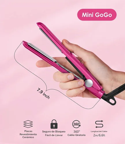 Vista 7 de Terviiix Plancha plana tipo lápiz (negro rosa) y mini plancha plana (rosa intenso)