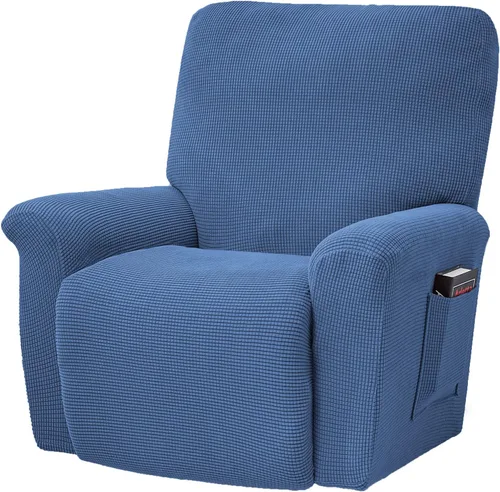 Vista 25 de CONRUSER Fundas elásticas para sillas reclinables, funda suave de 4 piezas, funda gruesa para sofá individual, funda de jacquard con bolsillo