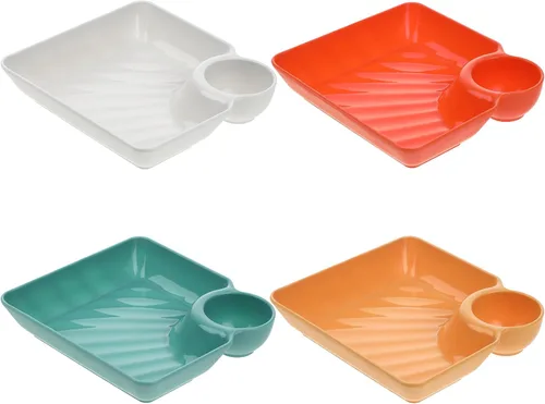 Vista 10 de Housoutil Bandeja cuadrada para papas fritas con asas resistentes para aperitivos decorativos para servir alimentos