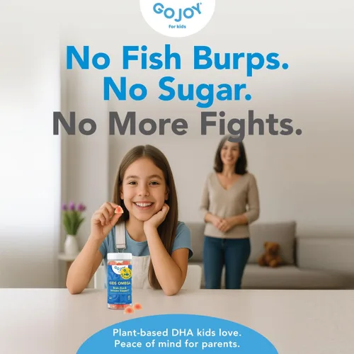 Vista 5 de GOJOY Kids Gomitas de Omega 3 DHA – Sin eructos de pescado, sin azúcar – Apoyo al cerebro, ojos y sistema inmunológico – Omega-3 de origen vegetal