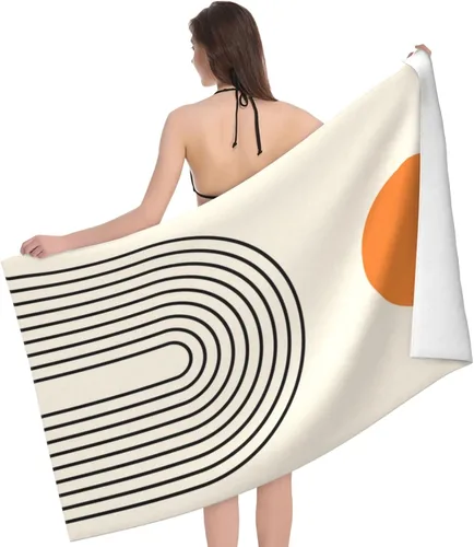 Vista 3 de VOOHDDY Toalla de playa abstracta, bohemia, simple, moderna, minimalista, estética, grande, suave, absorbente, microfibra, secado rápido, toallas