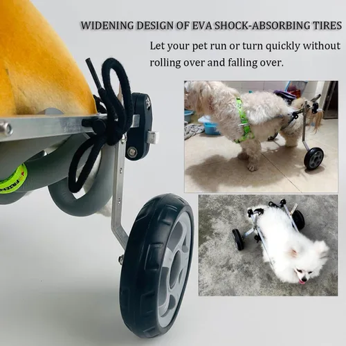 Vista 7 de Silla de ruedas para perro, silla de ruedas para mascotas de 2 ruedas, silla de ruedas ajustable para patas traseras discapacidad, parálisis