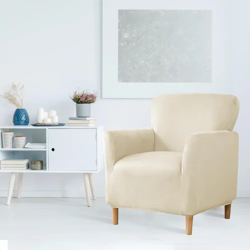 Vista 2 de MIFXIN Funda elástica para sillón de banquete, de terciopelo, 1 pieza, de elastano, elástico, protector de muebles, para sofá de 1 plaza con brazos