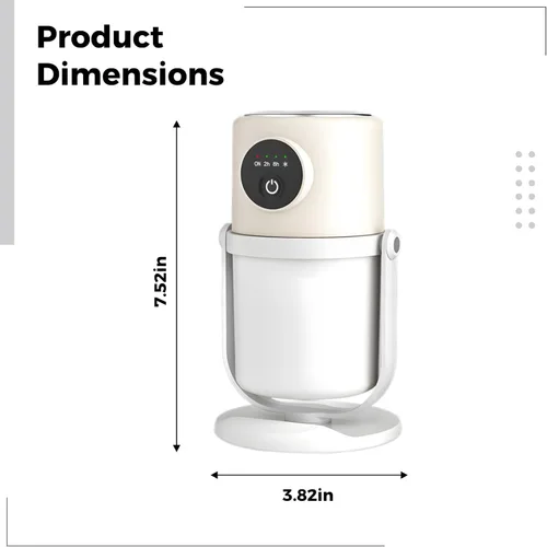 Vista 5 de Mini humidificador USB de escritorio, 9.5 fl oz, portátil de doble pulverización, humidificador de plantas beige, con luz nocturna cálida