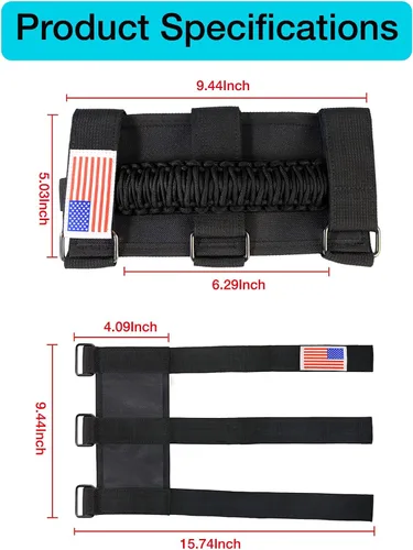 Vista 4 de GAIZON Paquete de 2 asas de agarre para Jeep Wrangler, accesorios Sahara Freedom Rubicon CJ YJ TJ JL JK LJ JLU JKU, Gladiator JT 1955-2023, Negro