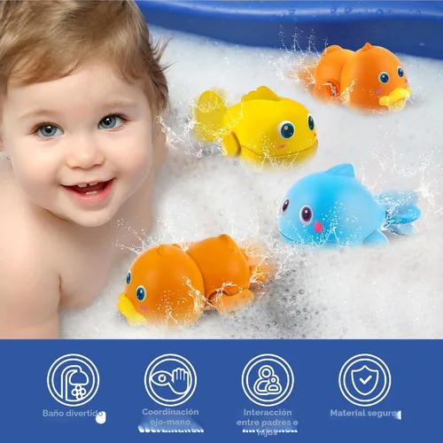 Vista 3 de Dwi Dowellin Juguetes de Baño para Niños Pequeños, Juegos Magnéticos de Pesca para Niños, Juguetes de Bañera, Juguetes de Agua Flotantes sin Moho