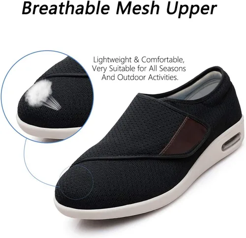 Vista 2 de MEJORMEN Zapatos para diabéticos para hombre, extra anchos, con cierre ajustable, zapatos deportivos ligeros y casuales, soporte para pies