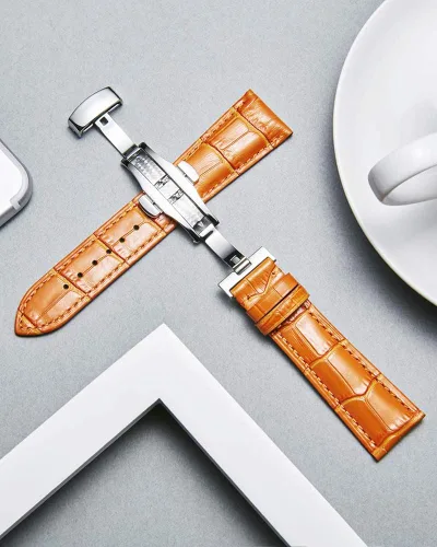 Vista 3 de BINLUN Leather Watch Strap Quick Release Strap with Silver Butterfly Deployment Buckle 12mm 13mm 14mm 16mm 17mm 18mm 19mm 20mm 21mm 22mm 23mm 24mm