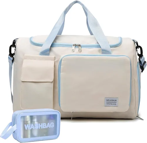 Vista 53 de Bolsa de Gimnasio Pequeña para Mujer, Bolsa de Lona de Viaje, Bolsa de Fin de Semana con Compartimento para Zapatos