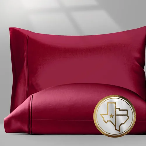 Vista 22 de TEXAS LINEN CO. Juego de 2 fundas de almohada 100% de algodón egipcio, tamaño estándar/Queen, fundas de almohada de lujo de alta serie color beige