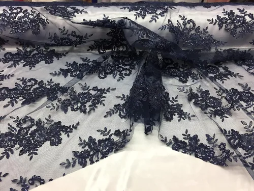 Vista 15 de Valentina Textil Lentejuelas Tela de encaje con adornos en malla VT-012 (1 yarda, azul bebé)