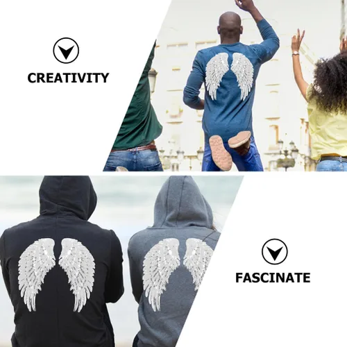 Vista 5 de Operitacx 2 pares de parches de lentejuelas para coser en ropa, manualidades, material agradable a la piel para fiestas, uso diario, accesorio único