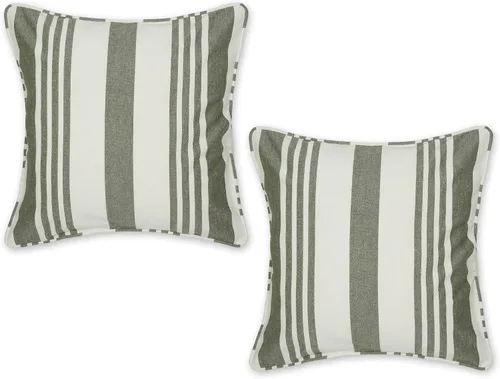 Vista 14 de DII Colección de fundas de almohada, algodón reciclado, cremallera oculta, 18x18, Dobby Plus, blanco roto, 2 piezas