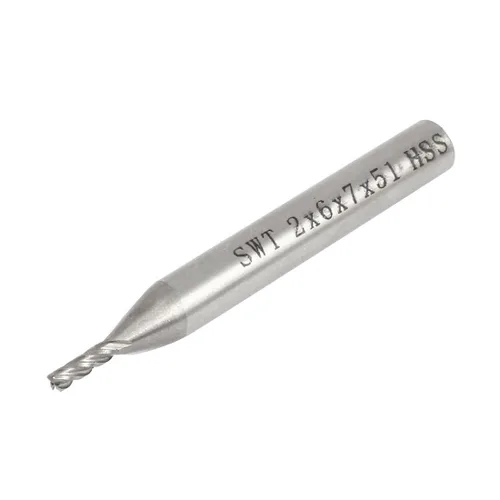 Vista 6 de uxcell Molino de extremo helicoidal de 4 flautas 1.5x6x6x57mm de tono plateado 2pcs