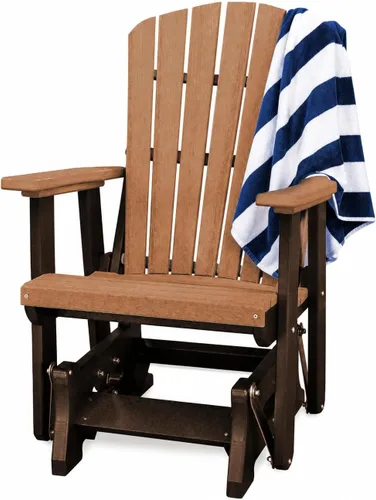 Vista 13 de DutchCrafters Slat Fan Back Poly Adirondack Glider Silla de patio al aire libre (negro y azul aruba)