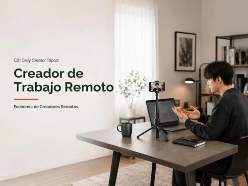Vista 5 de Minimal Creator - Trípode compacto para iPhone, 53 pulgadas Trípode remoto Bluetooth para vlogging diario, espacio de trabajo de cafetería