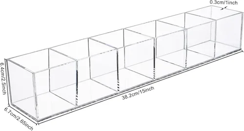 Vista 2 de dedoot Organizador de cajones transparente, 6 compartimentos, organizador de acrílico, cubo cuadrado de plástico duradero para maquillaje, joyas
