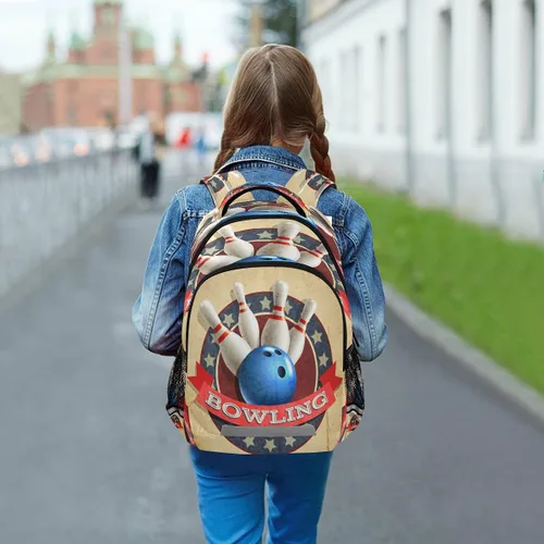 Vista 6 de Mochila escolar para laptop, mochila casual para adolescentes, niñas, mujeres, niños, hombres, universidad, viajes, Bola de bolos, Mochilas Daypack
