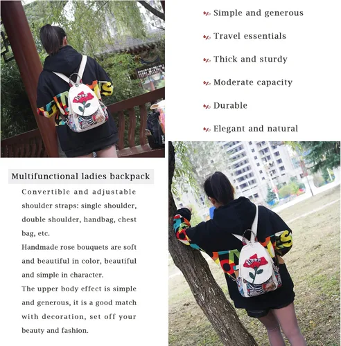 Vista 42 de HUANGGUOSHU Mochila de algodón tejida de algodón bohemio con bordado de lona estilo bohemio con múltiples bolsillos retro linda mochila cartera