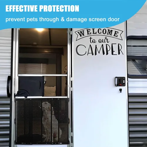 Vista 2 de Protector de Puerta con Malla de RV para Perros, Protectores de Rejilla de Entrada de RV de Aleación de Aluminio Ajustables, Accesorios de Defensa