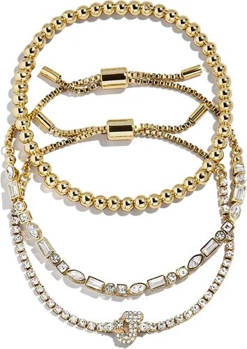 Vista 40 de BaubleBar Juego de pulsera Pisa para mujer, tres pulseras de cuentas chapadas en oro, joyería de moda, regalo de moda