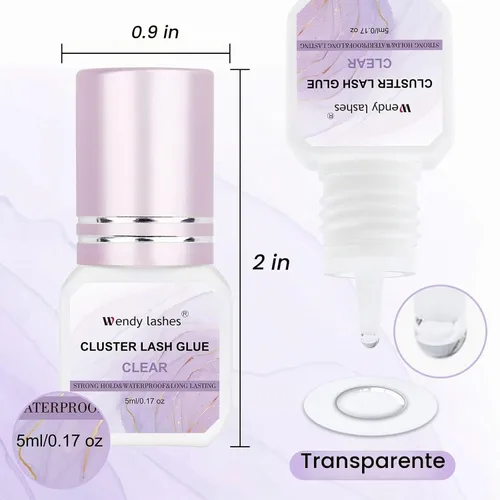 Vista 5 de Pegamento de pestañas impermeable transparente extra fuerte para racimos de pestañas DIY, secado rápido de 2-3 segundos, pegamento para pestañas