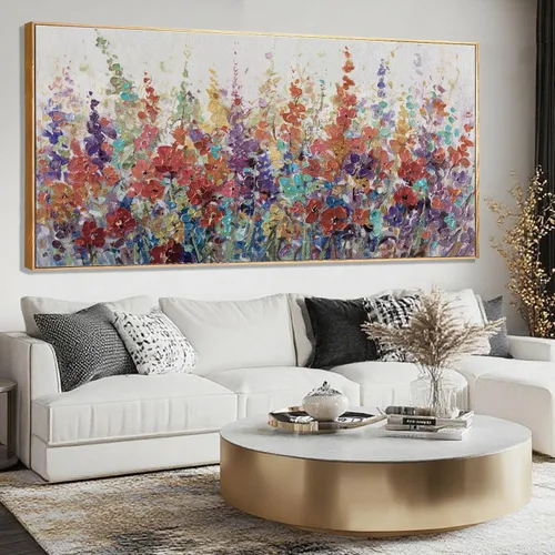 Vista 10 de XIANSHOU Arte de pared rosa y dorado con textura de flores para dormitorio, sala de estar, oficina, habitación de niñas, decoración de pared, 29 x