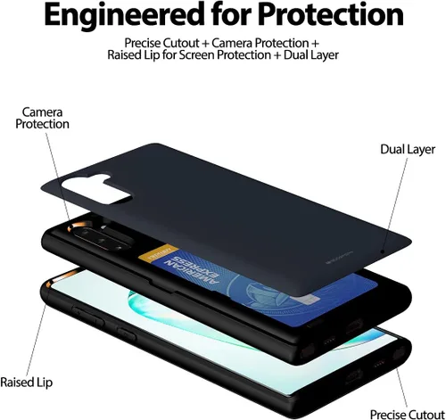 Vista 5 de GOOSPERY Parachoques magnético para puerta compatible con Galaxy Note 10, estuche tipo billetera con tarjetero, cierre automático por iman, funda