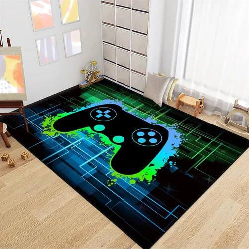 Vista 2 de BATATADOCE Alfombras de videojuegos para dormitorio de niños, alfombras para sala de juegos, decoración de juegos para niños, alfombra de área