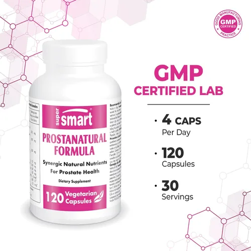 Vista 4 de Supersmart - Fórmula ProstaNatural (fórmula avanzada) - con palma enana, raíz de ortiga, beta-sitosterol - Suplemento de próstata Sin OMG y sin