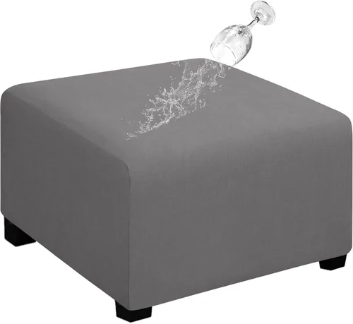 Vista 22 de Easy-Going Funda para Otomán Elástica 100% Doble Impermeable Rectangular Plegable Taburete de Almacenamiento Protector de Muebles Funda Suave