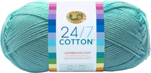 Vista 86 de Lion Brand Yarn - Hilo ligero 24/7 de algodón para tejer, hacer ganchillo y manualidades, Ámbar, paquete de 1 Light Worsted 100% Mercerized Cotton