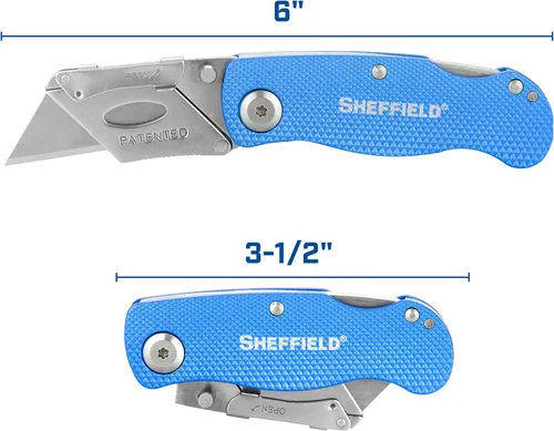 Vista 7 de Sheffield 12514 Cuchillo Utilitario Plegable Paquete de 3, Rellenos para Calcetines, Regalos para Hombres, Regalos para Papá, Hojas de Cuchillo