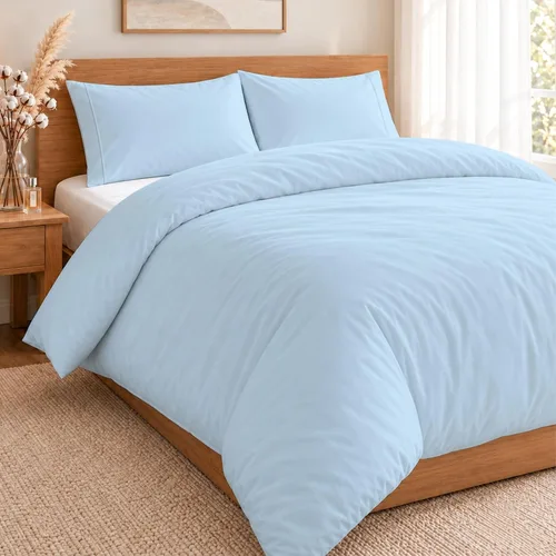 Vista 97 de ARlinen Juego de funda de edredón de tamaño individual, 100% algodón egipcio, juego de ropa de cama de 3 piezas con cierre de cremallera, incluye 1