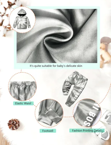 Vista 5 de Von kilizo Conjunto de 2 piezas de ropa de otoño para bebé, sudadera con capucha y pantalones de teñido anudado