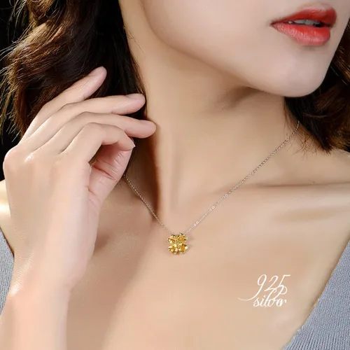 Vista 6 de Collar con colgante hecho a mano de plata de ley 925 con piedra natal colorida para mujer, trébol de cuatro hojas de la suerte, joyería de trébol