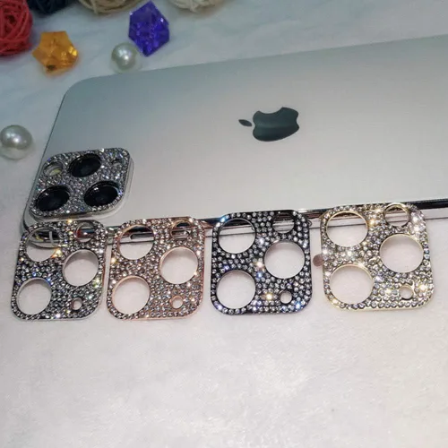 Vista 5 de Paquete de 2 protectores de lente de cámara con purpurina compatibles con iPhone 11 de metal con diamantes brillantes para lente de cámara (negro)